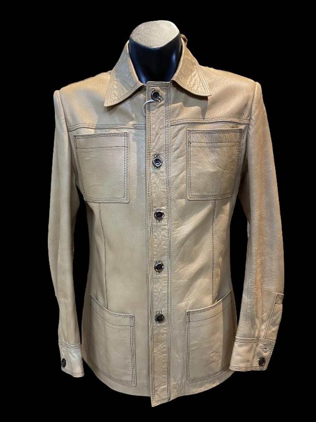 ジャケット・アウター Vnintage leather mods coat 60,s Vintage Mod Leather Jacket Triple Stitch Leather Jacket