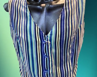Chaleco boho de terciopelo a rayas vintage de los 70