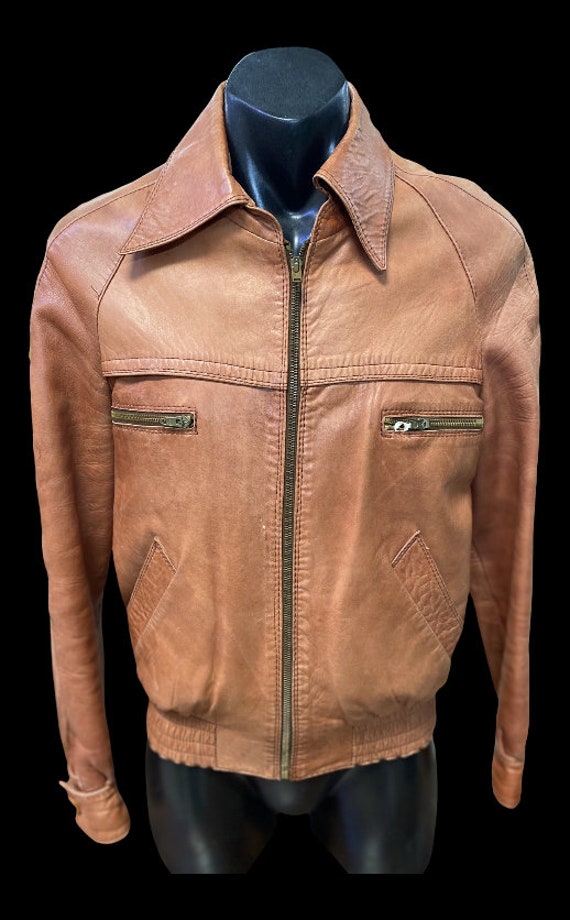 本物の 70 年代レザー ボンバー ジャケット - Etsy 日本 