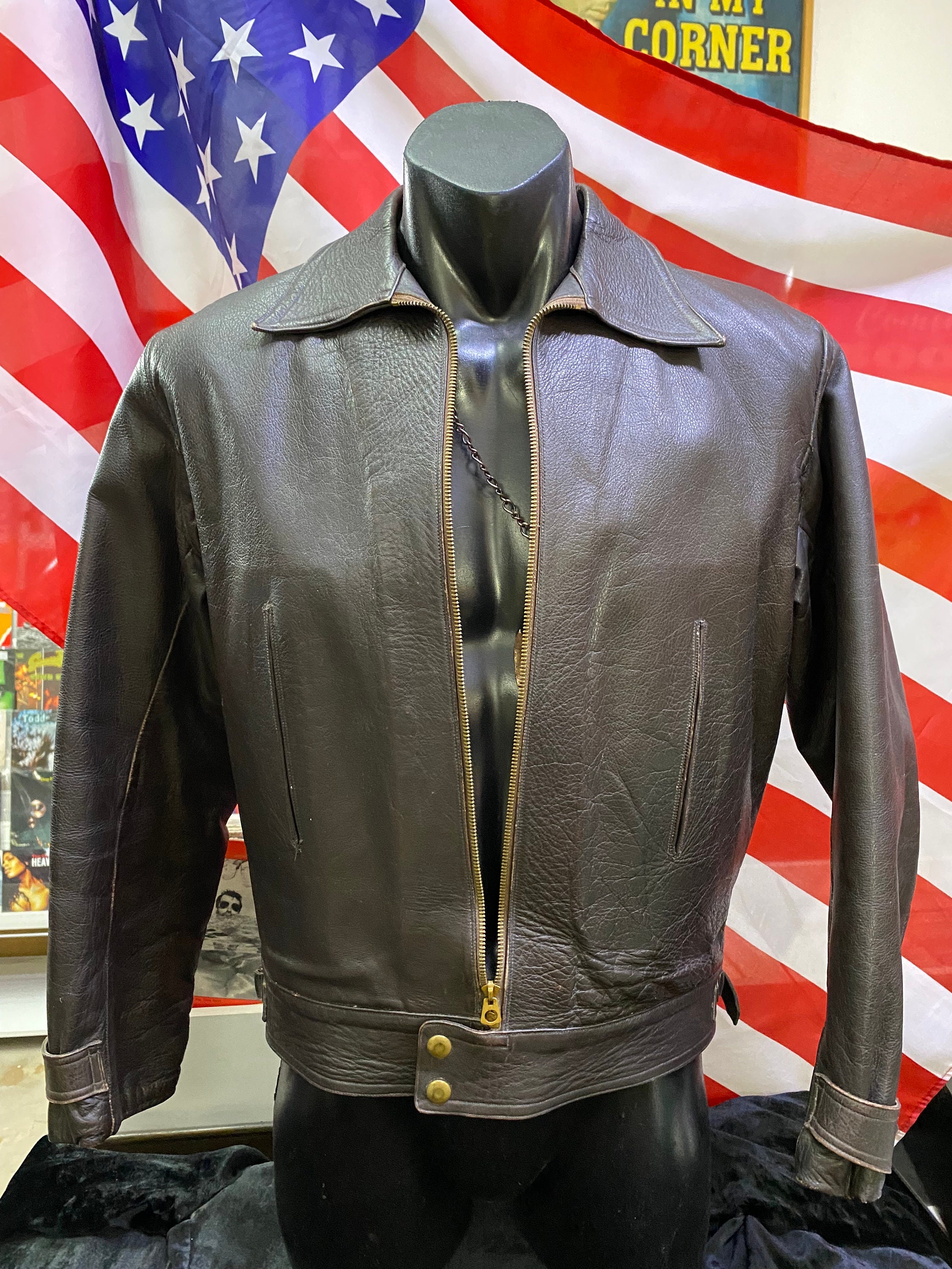 Vintage Aviator Jacket 1940s Bomber Jacket RM Williams Leather