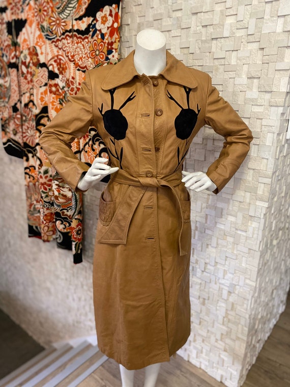 Vintage seventies leather trench coat