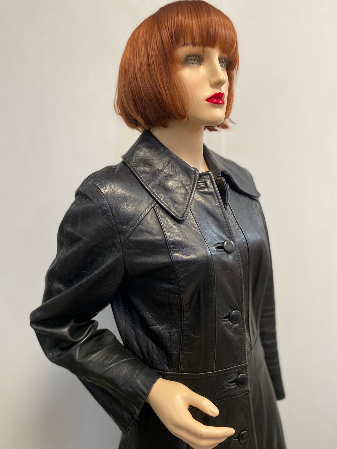 Euro vintage leather coat 【最終値下げ】 1980s Vintage Black Leather Jacket by Euro Mond of