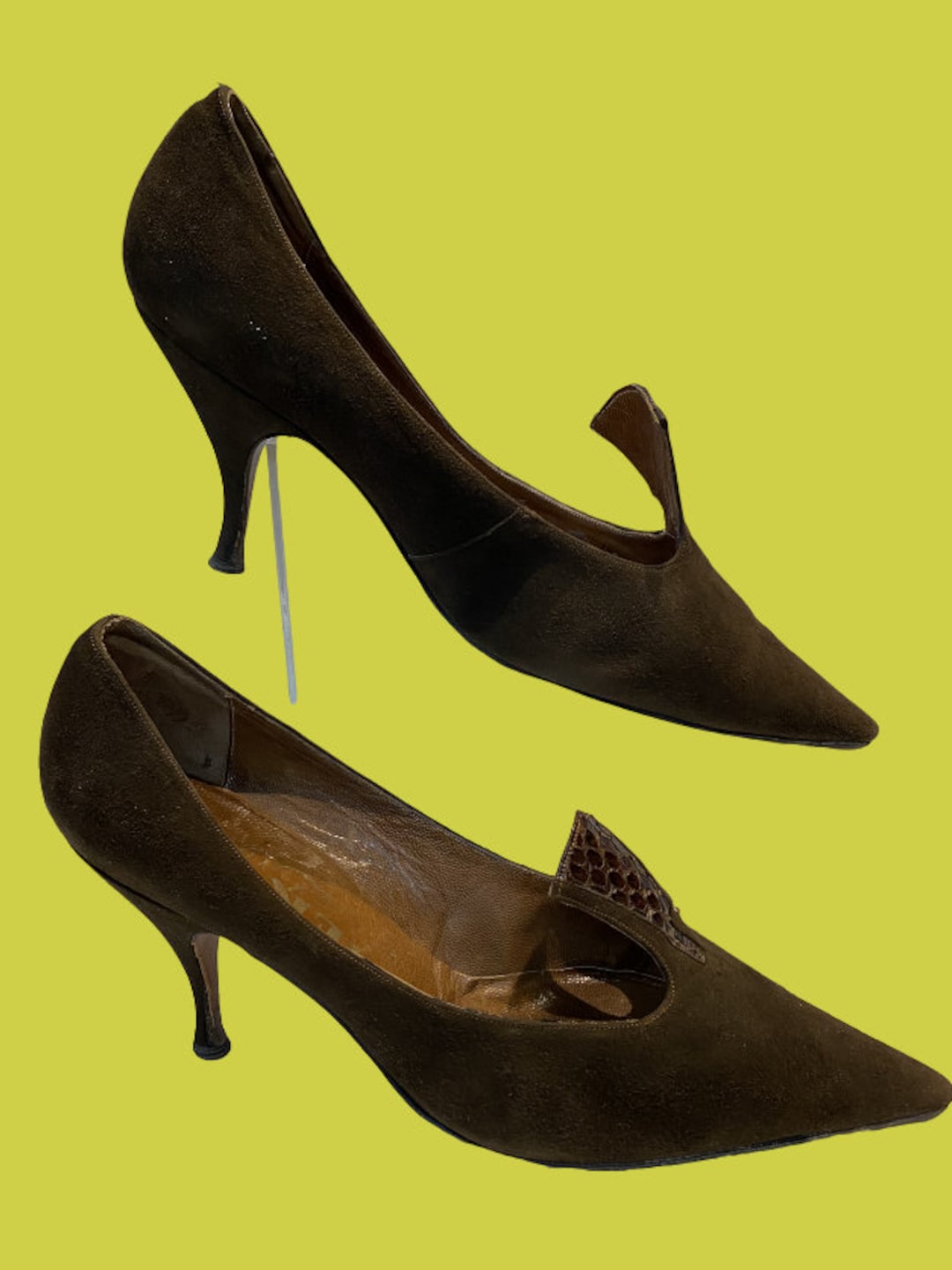希少 60s~ Vintage Suede Design Heel Shoes Vintage Hi Heel Court Shoes - Etsy Canada
