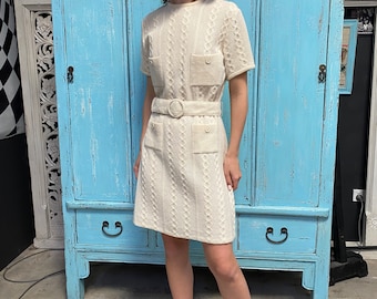 1960,s Vintage Twiggy Cable Knit Mini
