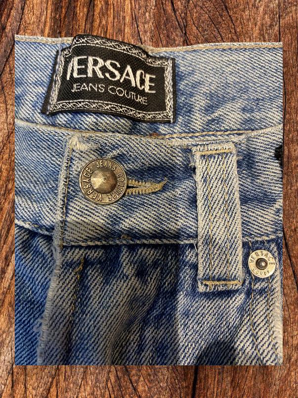 Vintage 80s Versace Jeans Couture, Bleached Denim, Size 32-46
