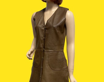 Vintage Go-Go Mod Leather Mini Dress