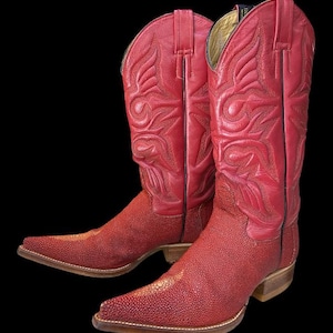 Red Cowgirl Western Boots …Red Stingray Shagreen Hide Western Boots