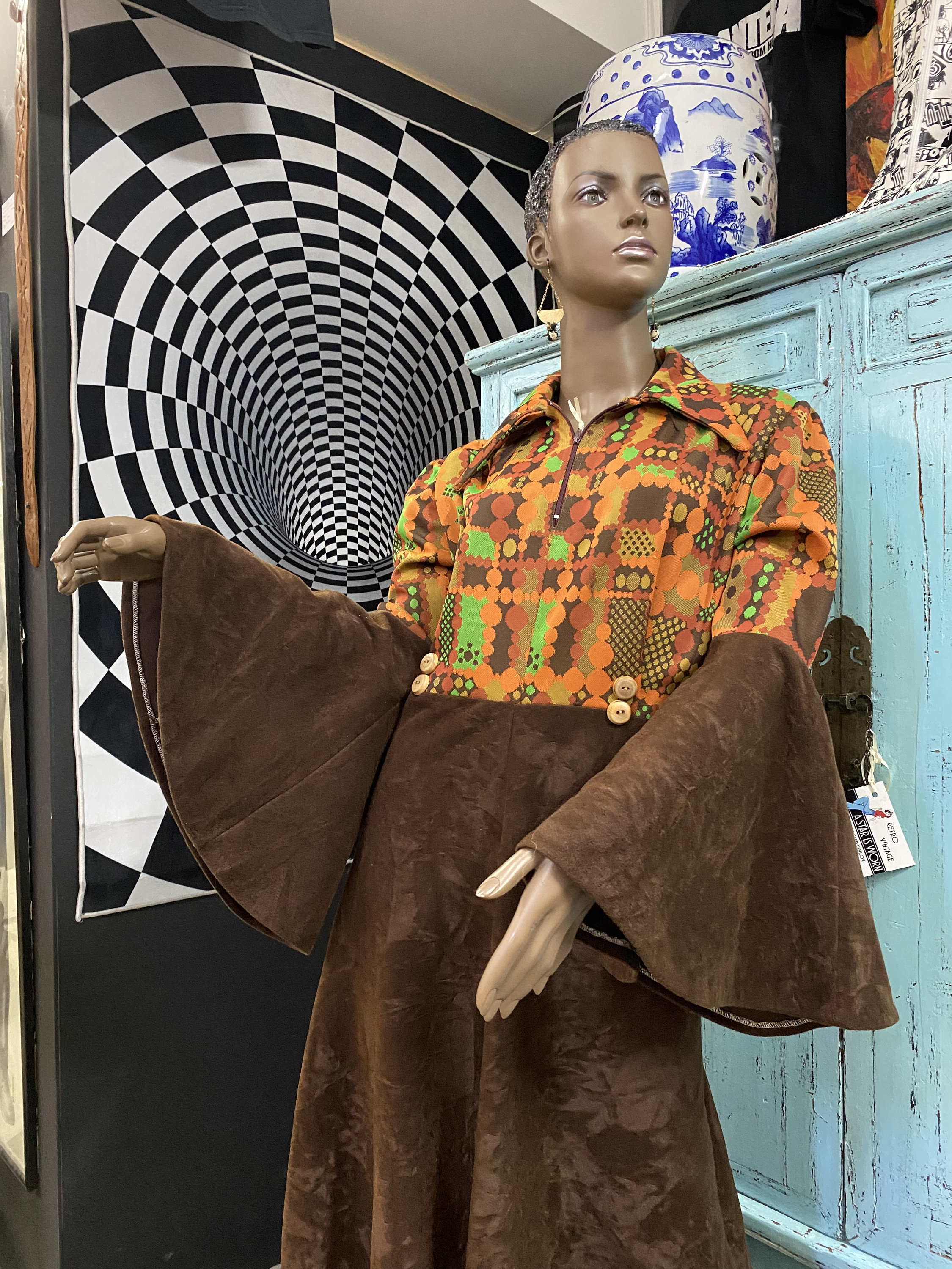 1970,s Groovy Maxi Dress /bell Sleeves. - Etsy