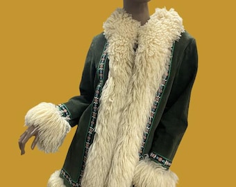 Penny Lane Vintage Afghan Coat !  60,s Vintage Boho Afghan Suede Coat