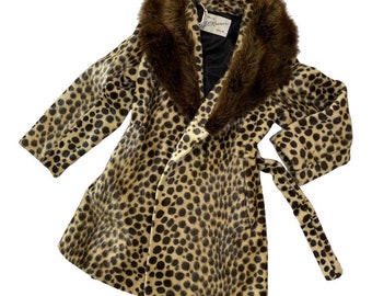 Vintage Faux fur coat French Faux Ocelot Coat. Leopard coat Madmen coat