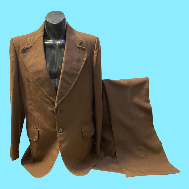 Vintage 1970s Brian Ferrari Suit, Wide Leg, Wool Blend