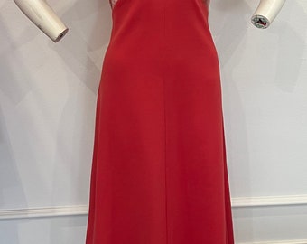 Vintage 70s Red Maxi Dress with Lurex Bodice