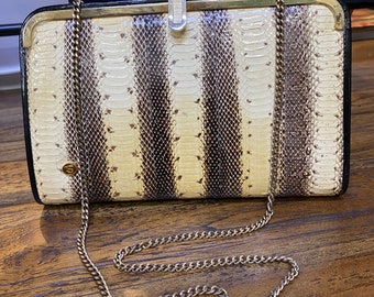 sac à main en peau de serpent Python vintage des années 60