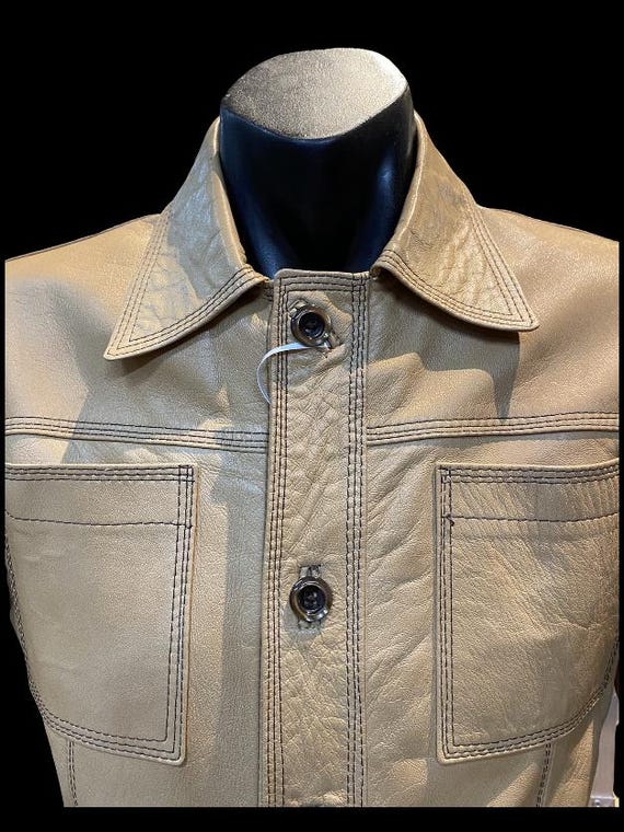 ジャケット・アウター Vnintage leather mods coat Vintage Black Vegan Leather Biker Jacket DAZZLING - Cloud9