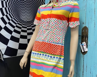 70,s Vintage Flower Power Jersey Dress