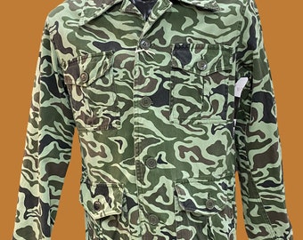 Vintage 70s Camouflage Safari Jacket, Heavy Duty Cotton