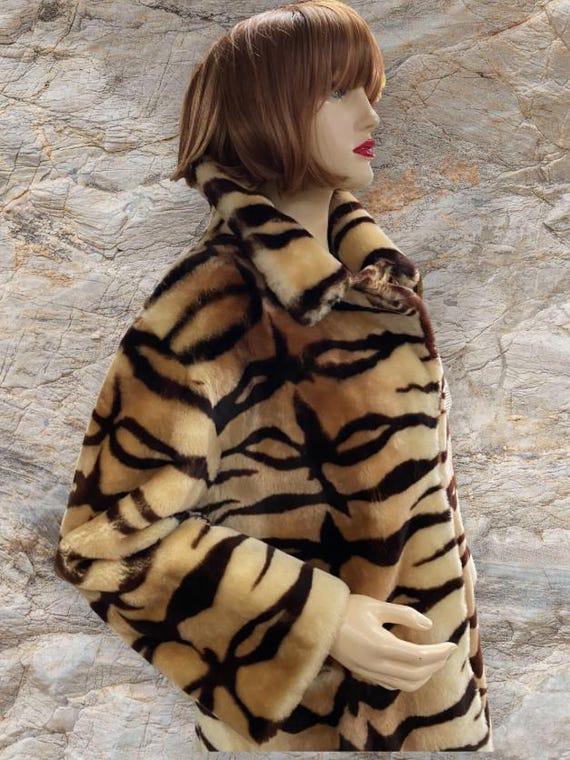 ジャケット・アウター vintage fake fur long coat Retro 80s Leopard Coat, Faux Fur Coat, 70s Faux Fur Coat