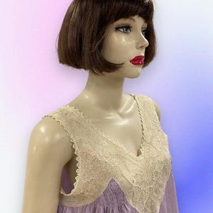 1930,s Vintage Violet Silk Slip Dress  Violet Silk and Lace Vintage Slip