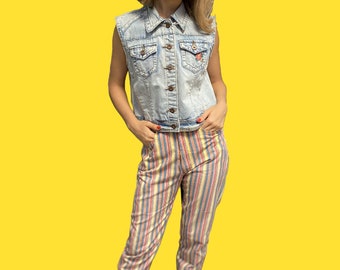 Jeans listrados de cintura alta dos anos 80
