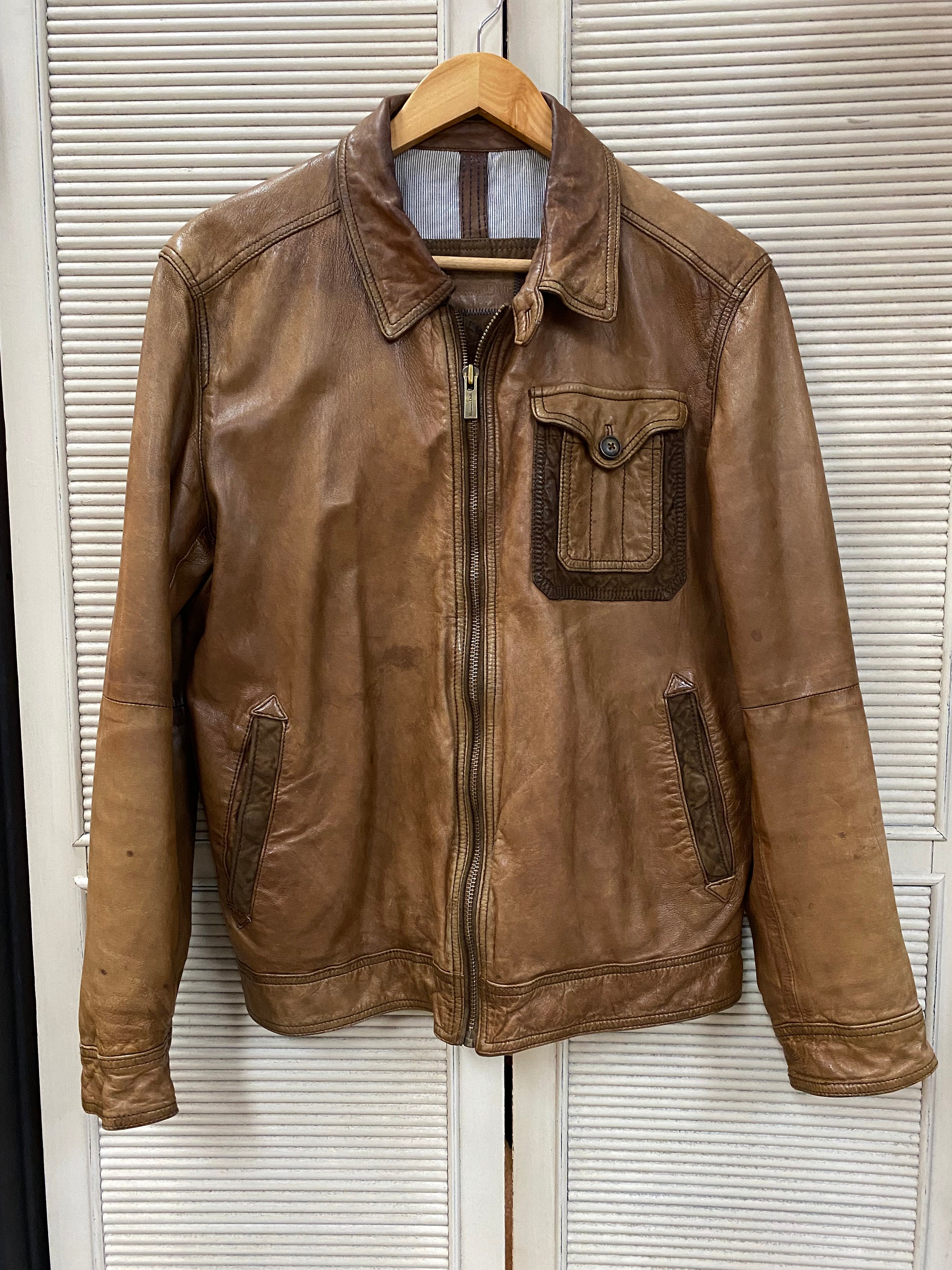♠tmtc5768【マッシモデュッティ】ヴィンテージ　革ジャン　ビッグ Massimo Dutti Vintage Leather Jacket - Etsy