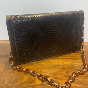 Vintage seventies snakeskin and leather shoulder bag