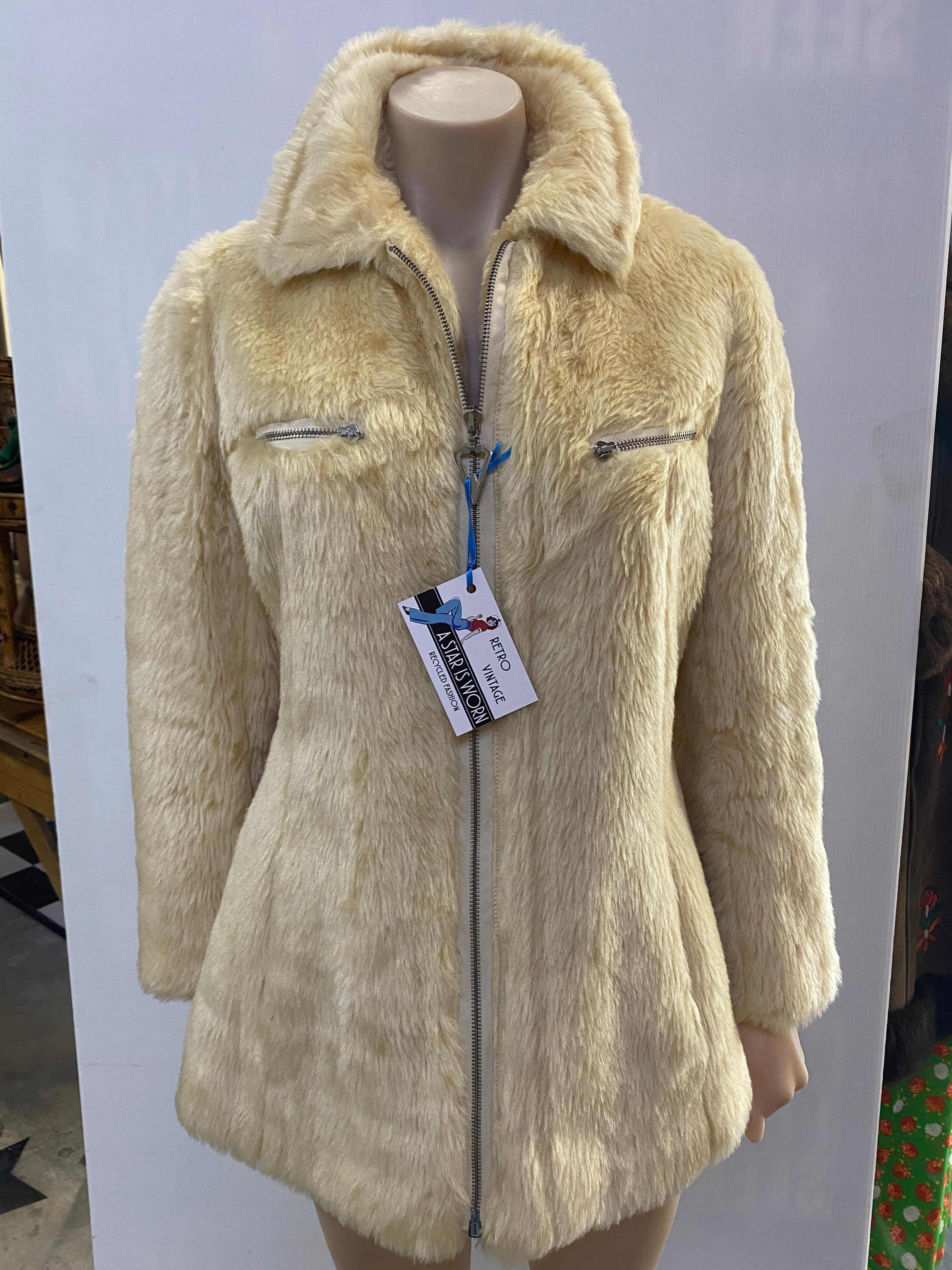 Vintage Seventies Mod Style Faux Fur Jacket Etsy Ireland