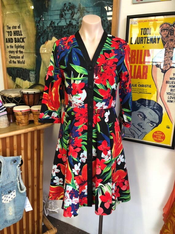 Vintage sixties floral linen dress