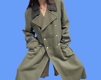 Beechers Brook - Sz.13/14 - Pure Virgin Wool - Long Black Trench