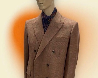 Traje de hombre de lana pura con doble botonadura, traje a medida vintage