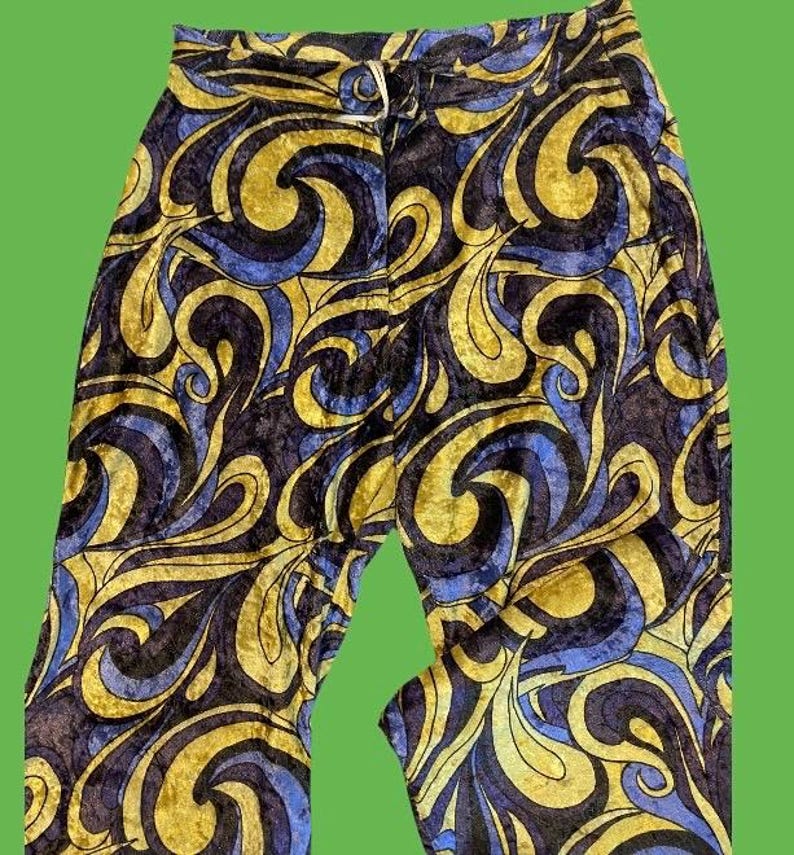 70,s Psychedelic Boho Hippie Flares!..vintage Hipster Velour Flares - Etsy