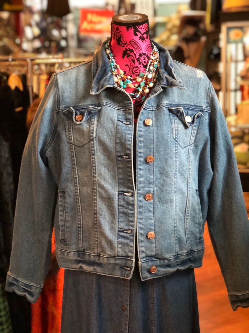 Do not buy SOLD Vintage upcycled denim Miss Wong Tretchikof jacket SOLD