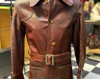 【シェビニオン】 80s genuine leather Mods coat 80s Faded Leather Jacket/1980s Burgundy Leather Jacket - Etsy