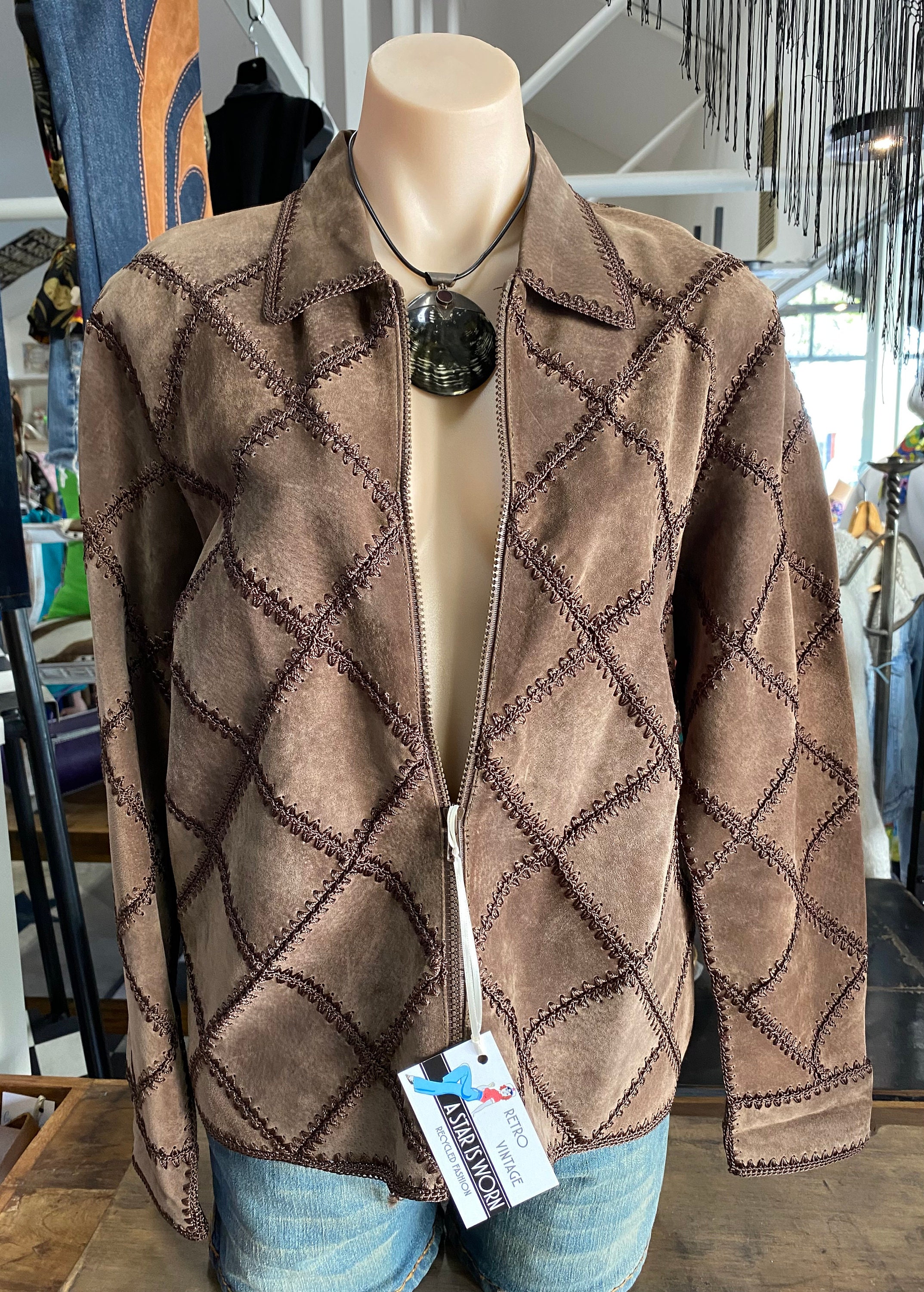 Faux suede patchwork hooded cheap jacket
