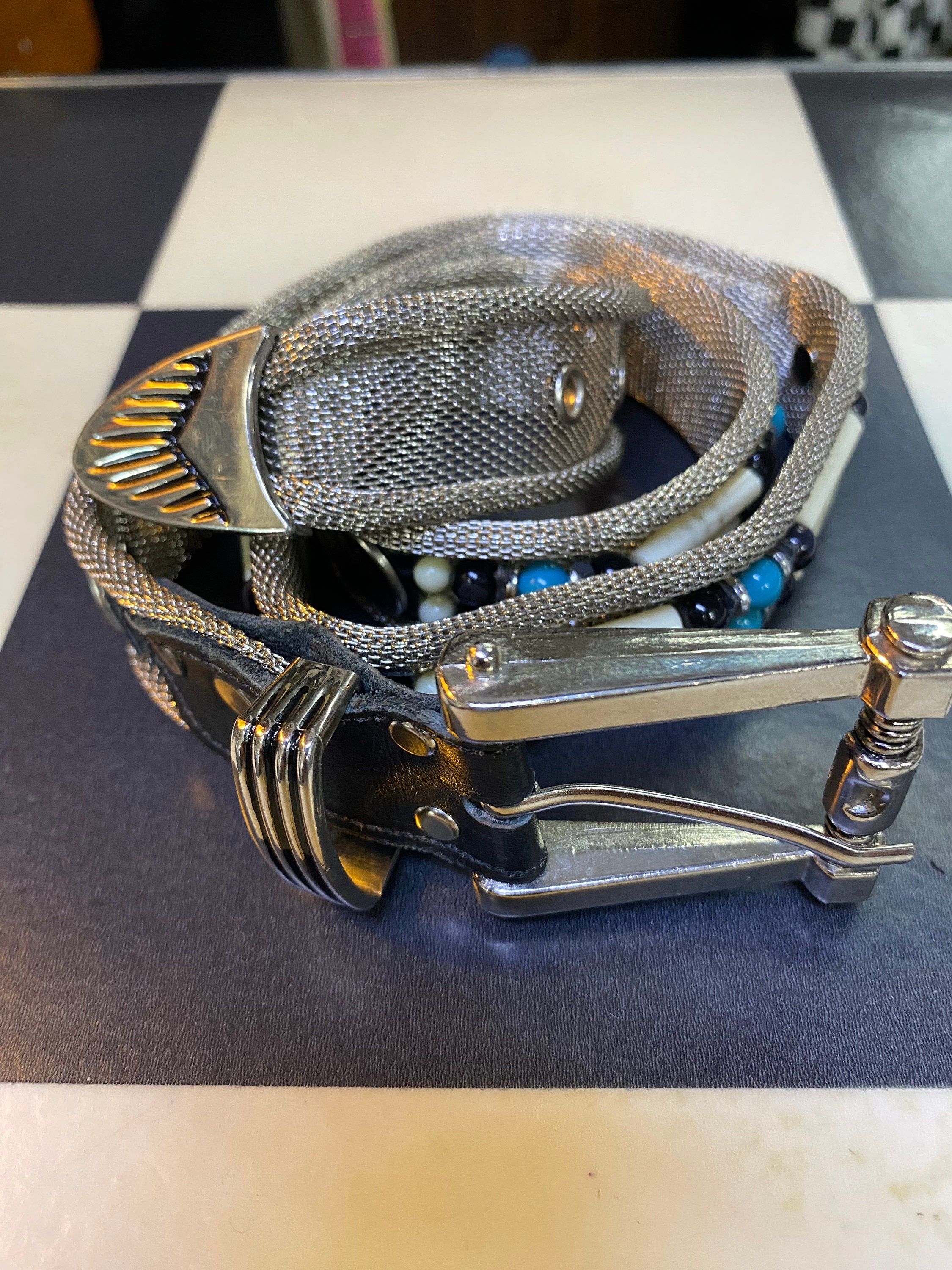 Vintage 90,s Silver Mesh Designer Belt - Etsy Vintage 90,s Silver Mesh Designer Belt - Etsy
