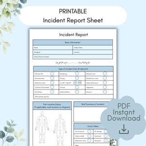 Dementia Incident Report Sheet Printable - Care Log for Carers | Alzheimer's Documentation PDF