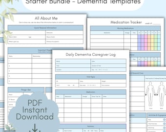 Dementia Starter Bundle - 3 Essential Printables for Carers | Alzheimer's Caregiver Pack PDF Download