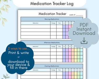 Dementia Medication Tracker Printable & Editable - Daily Care Log | Alzheimer's Care PDF Download