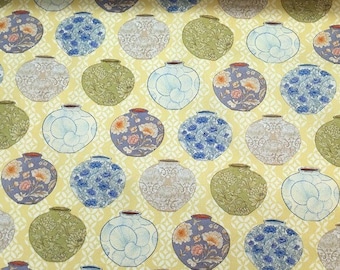 Baumwollstoff mit chinesischem Vasenmuster für Kleidung, Taschen, Wohnaccessoires, japanischer Vasenstoff, halber Meter