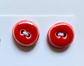 Red Handmade Ceramic Buttons for Knitting, Sewing and crafting