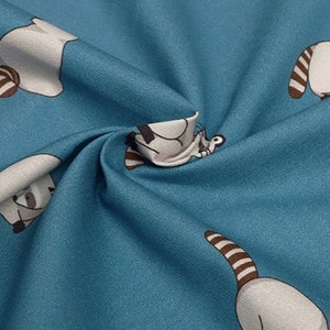 Raccoon Made in Korea Plain Cotton Fabric, Cat Fabric for bag, table cloth, clothings by Half Yard image 3