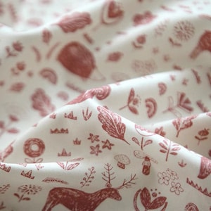 Forest Animal Pattern Made in Korea Cottonvill Cotton fabric for bag, table cloth, clothings by Half Yard