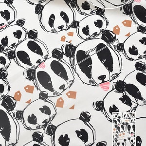 Graffiti Panda Cartoon Pattern Digital Print Cotton Fabric for clothing, bag and home accessories by Half Meter