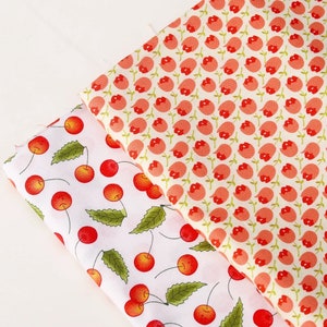 Korea tulips flowers cherry  Cotton  for bag, table cloth, clothings by Half Yard