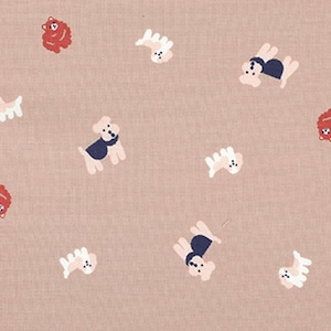 Blush little Dog Blue Jacket Cotton Made in Korea Dailylike Fabric, Cartoon Dog Print by Half Yard