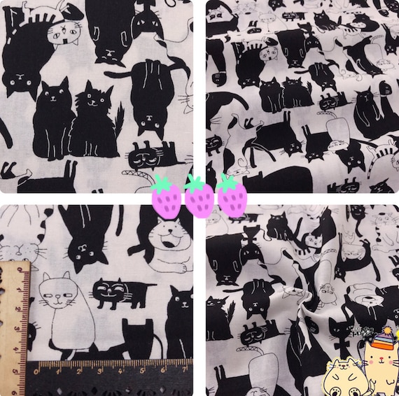 Massive Cats Made in Japan Sevenberry Light Cotton Fabric by