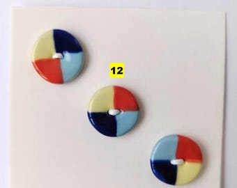 Retro Pattern Colourful Ceramic Button Bundle/ Handmade Ceramic Buttons for Knitting, Sewing and crafting