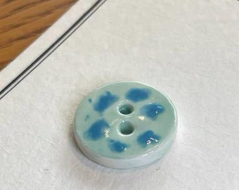 Handmade Ceramic Set of 5/6 Buttons, Blue Glazed  Buttons for Sewing, Knitting, Cardigans & Craft Supplies (15mm, 20mm, 25mm)