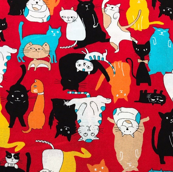 Timeless Treasures Colorful Cats on a Fence 11
