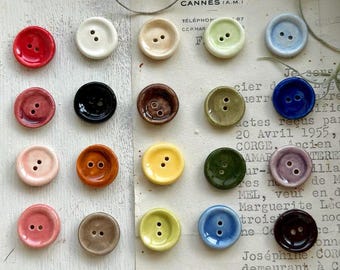 Hand Painted Ceramic Buttons, 17 Colors Available, 2‑Hole Round Handmade Buttons for Sewing, Garment, Clothes, Knitting, DIY Craft Supply