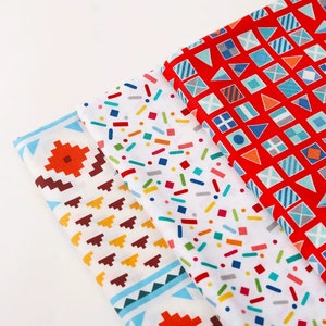 Geometric lines Pattern  Made in Korea Plain Cotton  Fabric  by Half Yard
